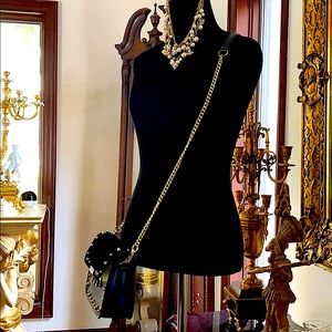 RENZO COSTA leather &Velvet gold studded crossbody